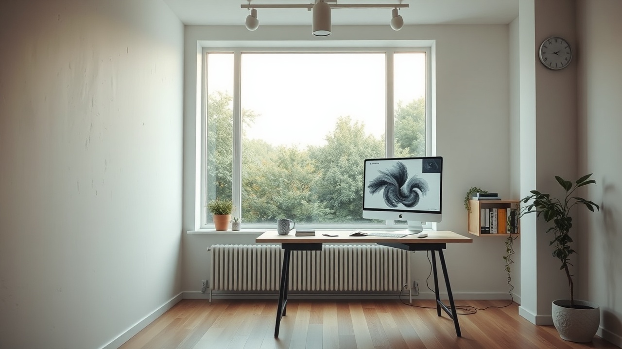 Interior of the Synckit studio featuring plants, natural wood furniture, and soft lighting