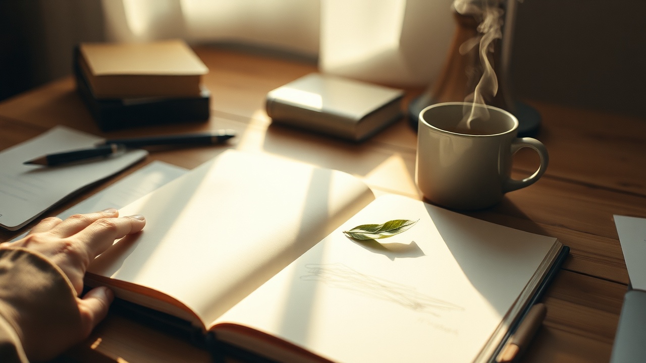 Morning light on a designer's calm workspace